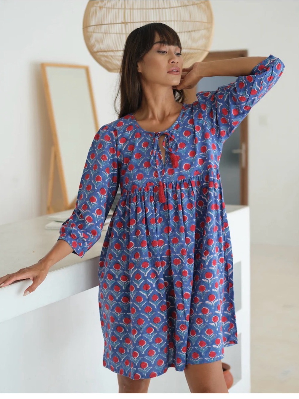 Kerana Mini Dress - Block Printed Cotton